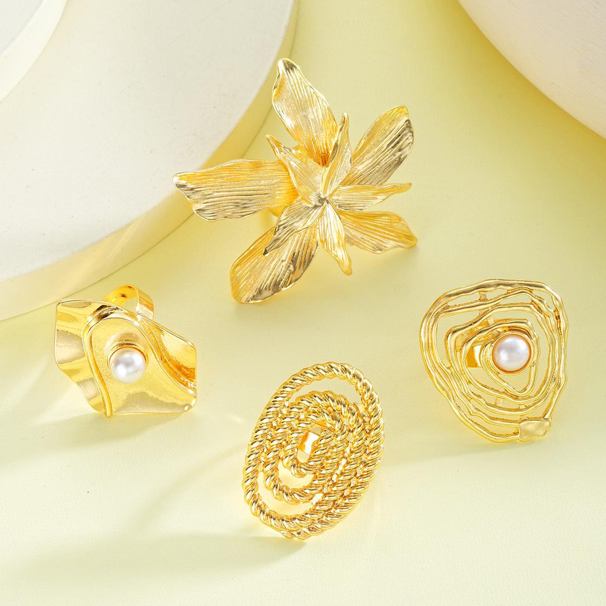 Damen Schmuckring-Set mit kunstvollen Designs und edlen Perlen Shop Nory