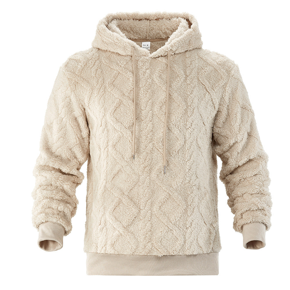 Herren Teddy-Fleece-Hoodie mit diamantstruktur, gefütterter Kapuze und weichen Rippbündchen Shop Nory