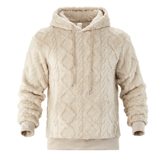 Herren Teddy-Fleece-Hoodie mit diamantstruktur, gefütterter Kapuze und weichen Rippbündchen Shop Nory