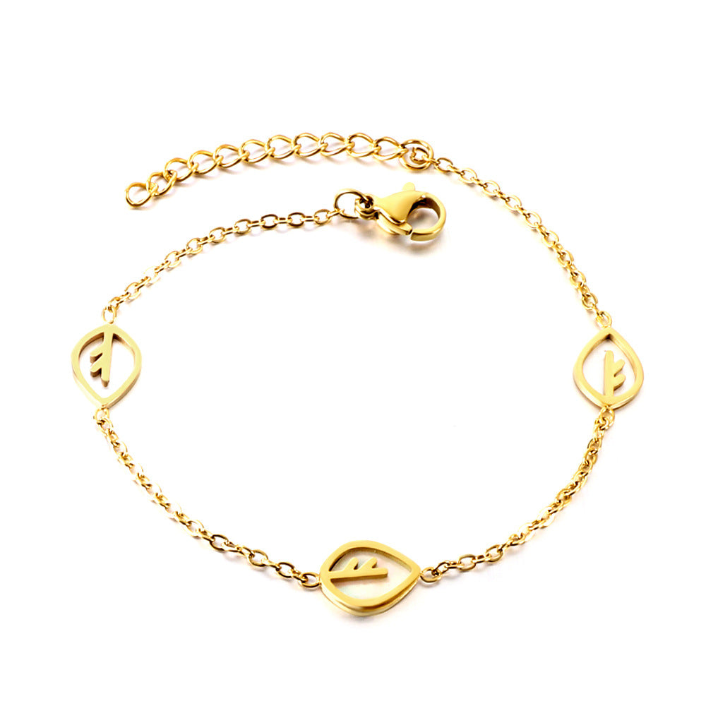 Damen zartes Armband mit elegantem Blattmotiv aus hochwertigem Edelstahl Shop Nory