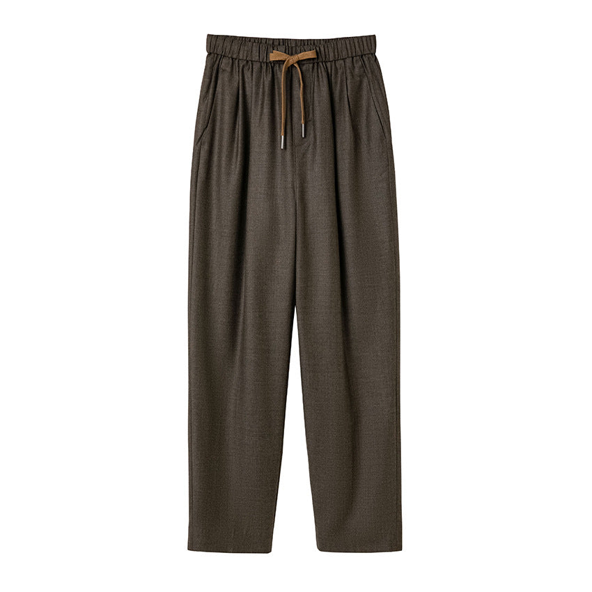Damen Relaxed-Hose mit elastischem Bund, Tunnelzug und geradem Bein Shop Nory