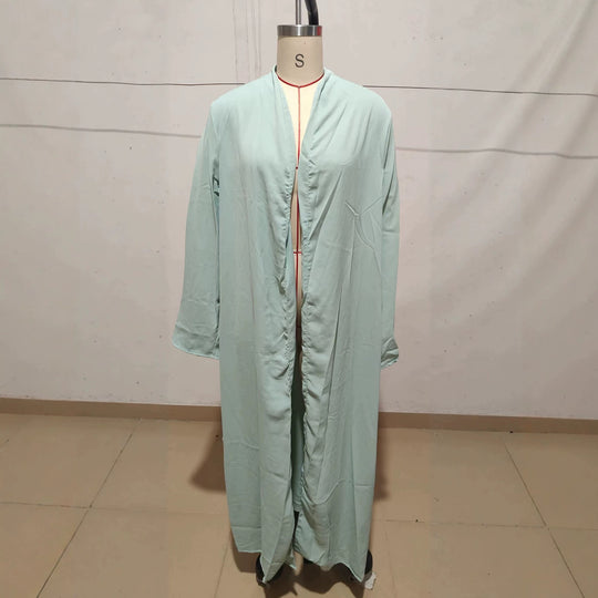 Damen Langer Kaftan‑Mantel mit fließender V‑Ausschnitt Drapierung Shop Nory