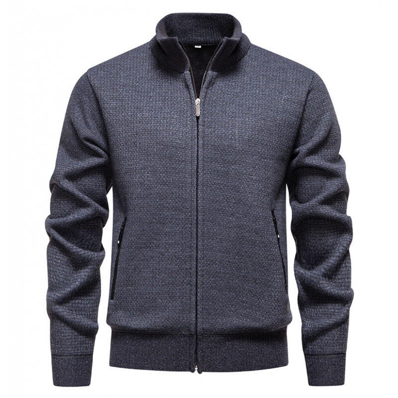 Herren Texturierter Zip-Strickcardigan mit Stehkragen, Waffelstruktur und Reißverschlusstaschen Shop Nory