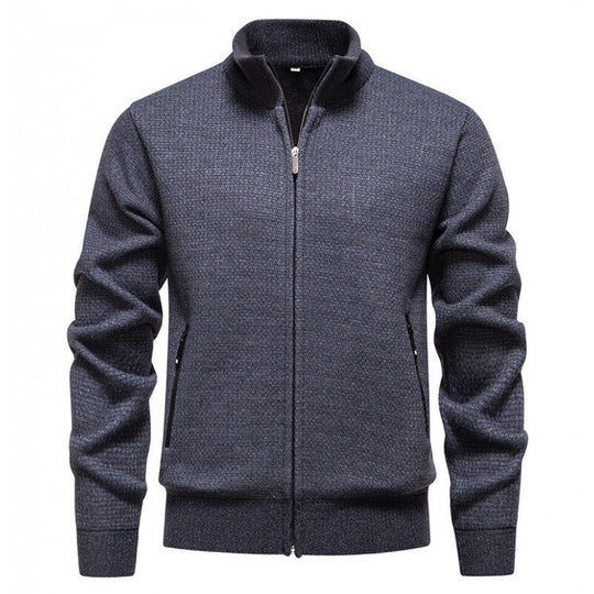 Herren Texturierter Zip-Strickcardigan mit Stehkragen, Waffelstruktur und Reißverschlusstaschen Shop Nory