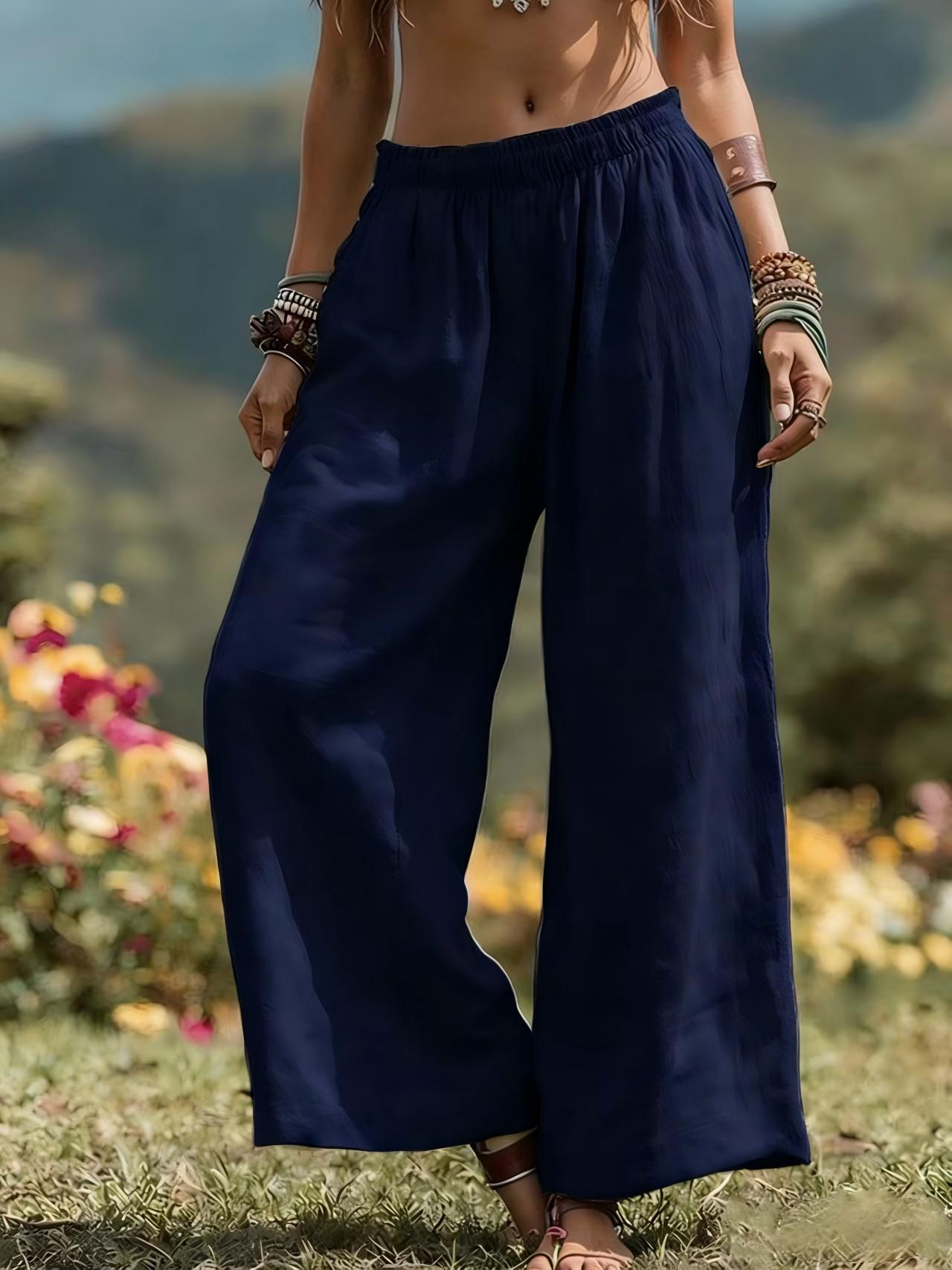 Damen Weit geschnittene Leinenhose
