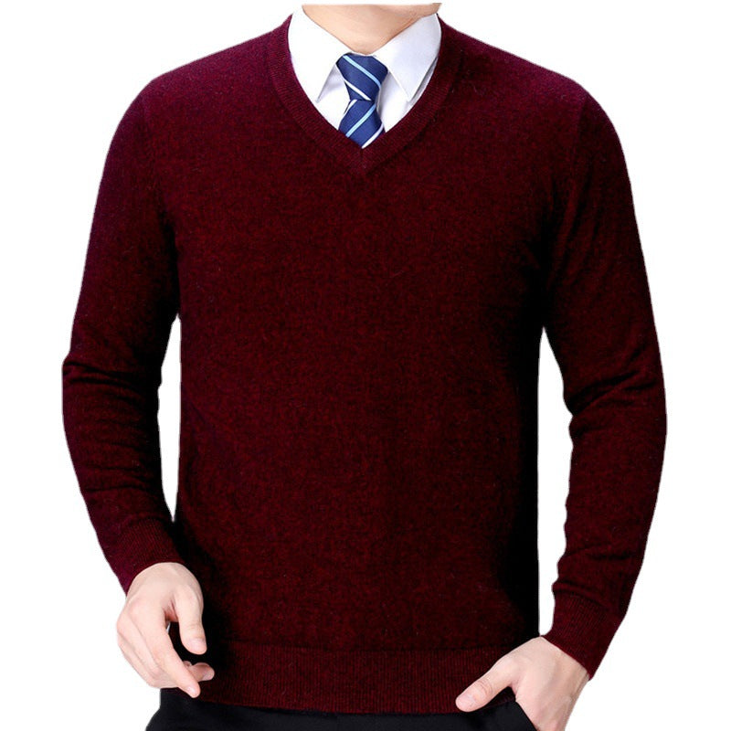 Herren V-Ausschnitt Strickpullover aus weichem Baumwollmix