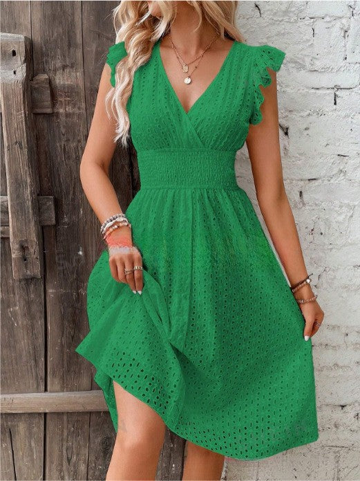 Damen Sommerkleid mit eleganten Spitzenärmeln