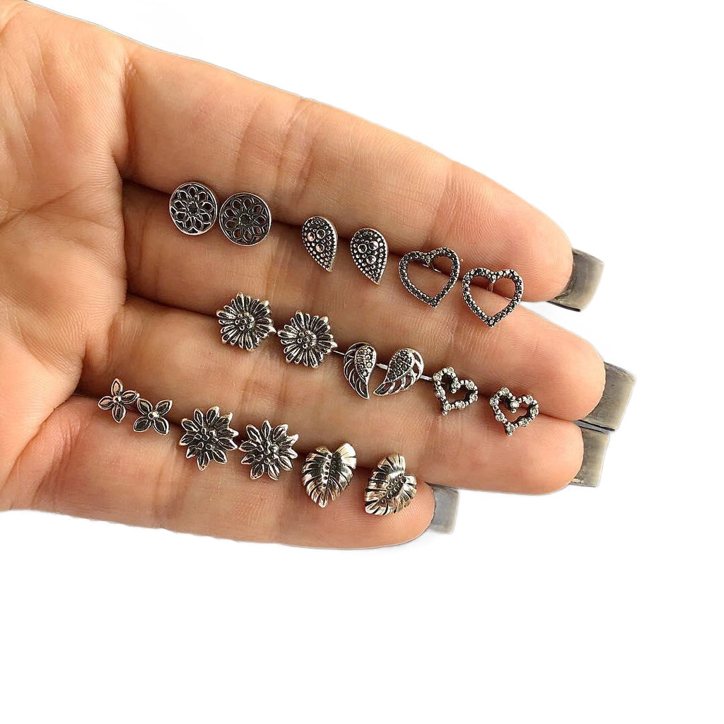 Damen Ohrringe-Set mit vielseitigen floralen und herzförmigen Designs Shop Nory