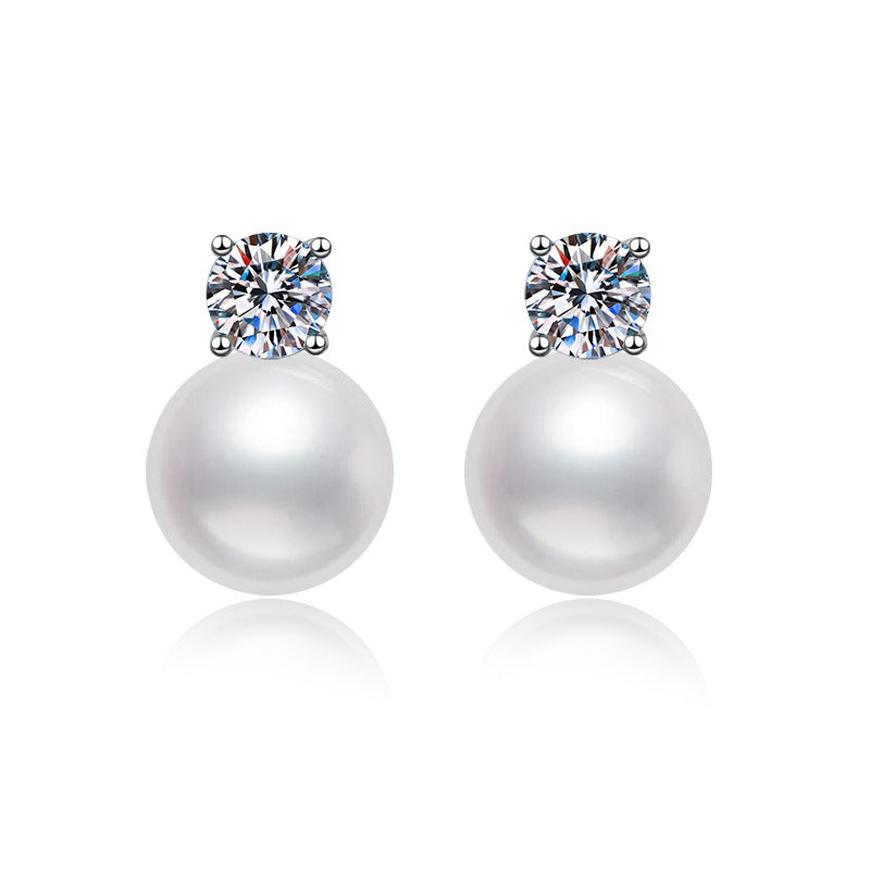 Damen-Ohrstecker mit strahlenden Zirkonias und eleganten Perlen Shop Nory