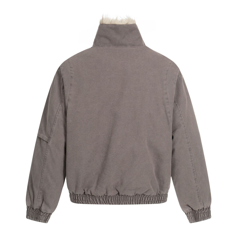 Herren Oversize-Bomberjacke im Vintage-Canvas-Look mit Kunstfellgefüttertem Stehkragen Shop Nory