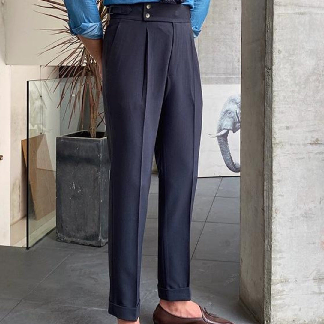 Herren Elegante Hochwasserhose mit Bundfalten
