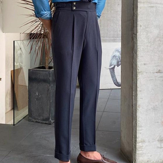 Herren Elegante Hochwasserhose mit Bundfalten
