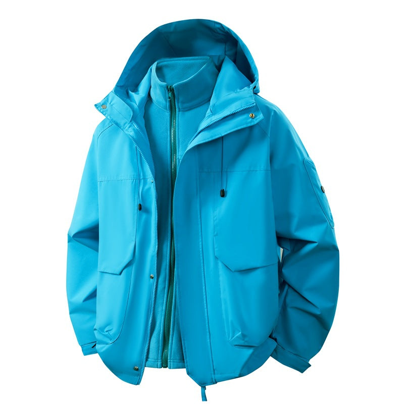 Unisex zweilagige Softshell-Parka mit herausnehmbarem Fleece-Innenlayer, Kapuze und Utility-Taschen Shop Nory