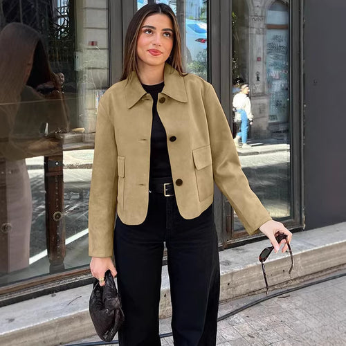 Damen Kurz geschnittene Suedejacke