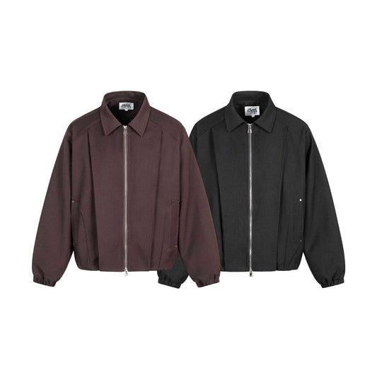 Unisex Boxy-Kurzblouson mit Hemdkragen, Zweiwege‑Metallreißverschluss und elastischem Saum Shop Nory