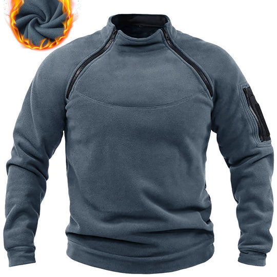 Herren Thermischer Fleece‑Halbzippullover mit Utility‑Ärmeltasche & Schulterreißverschlüssen Shop Nory