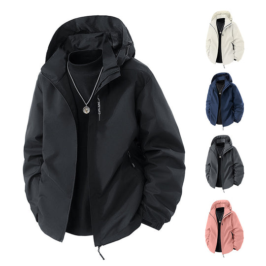 Herren Wasserabweisende Outdoor-Jacke mit Kapuze, winddichter Membran und verstellbarem Saum Shop Nory