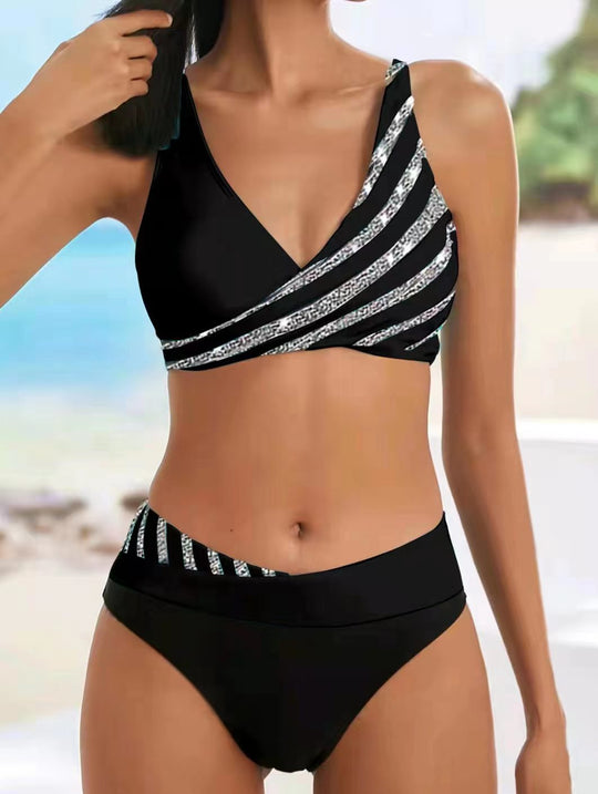 Damen Sportlicher Bikini mit modischem Wickeloberteil