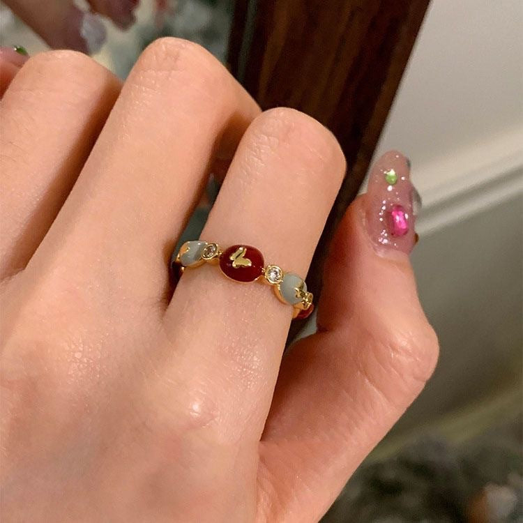Damen Ring mit bunten Halbedelsteinen und funkelnden Zirkonia Shop Nory