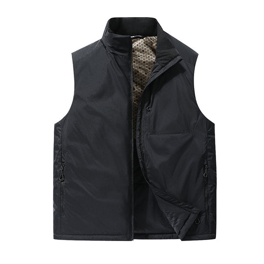 Herren Wattierte Outdoor-Weste mit Stehkragen, Multifunktionstaschen und leichtem Thermofutter Shop Nory