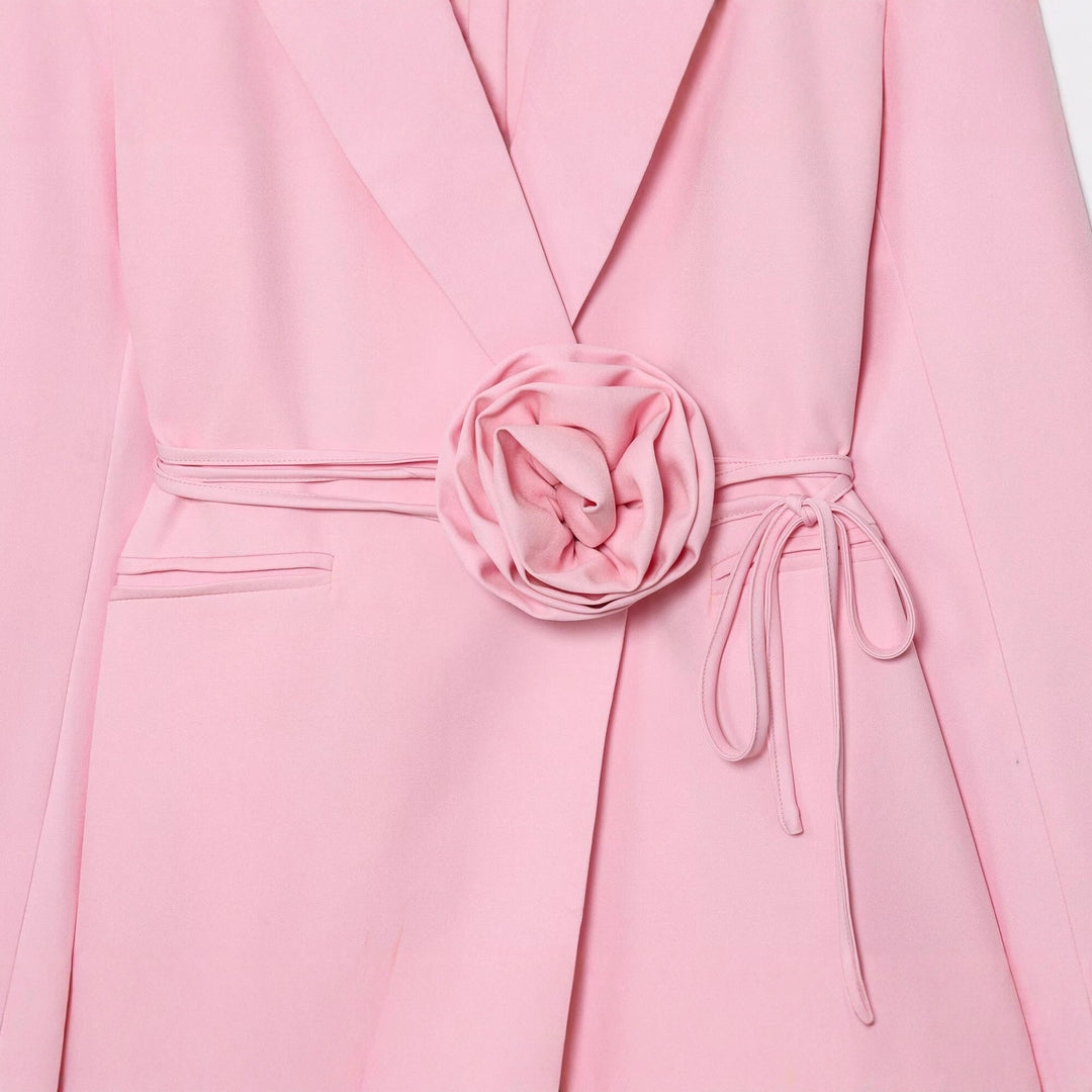 Damen Taillierter Blazer mit Deko‑Rosen‑Gürtel und Reverskragen Shop Nory