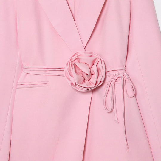 Damen Taillierter Blazer mit Deko‑Rosen‑Gürtel und Reverskragen Shop Nory