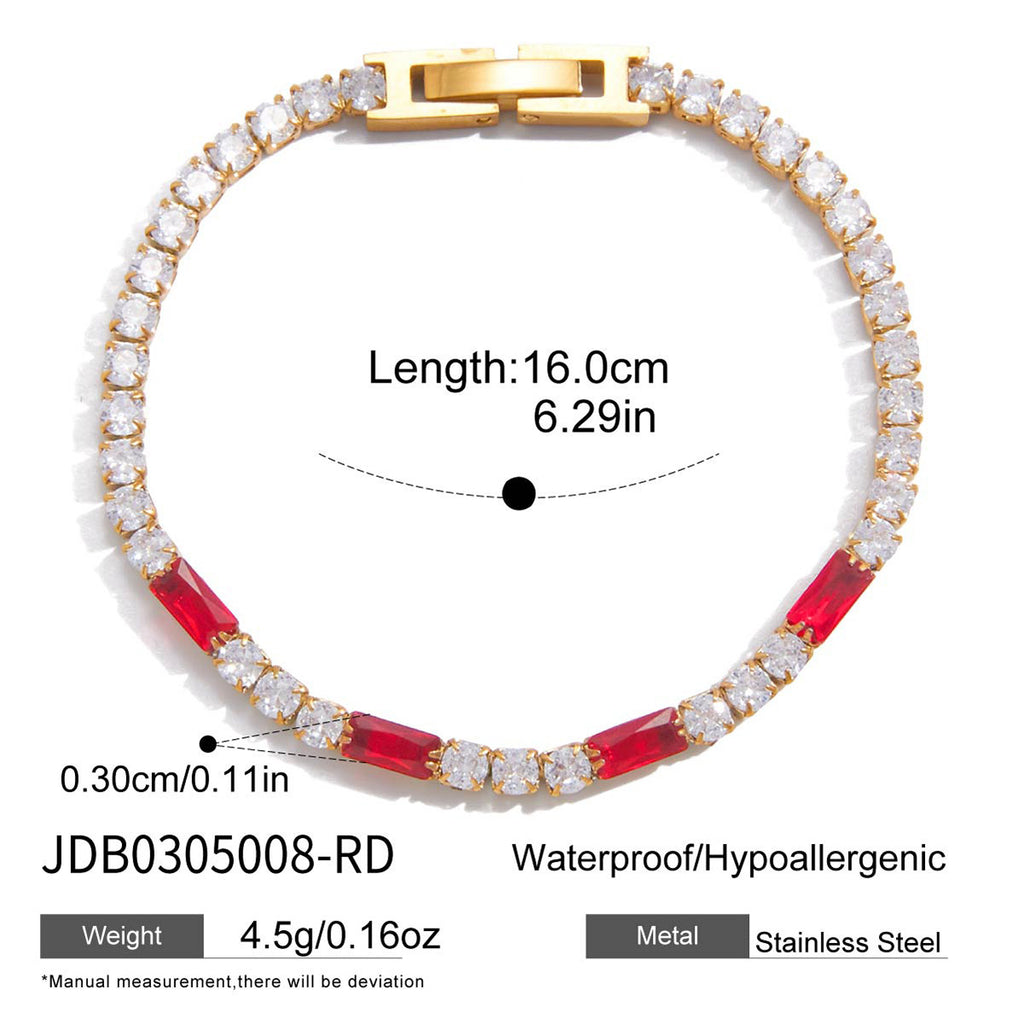 Damen Armband mit funkelnden Zirkonia und rotem Akzent Shop Nory