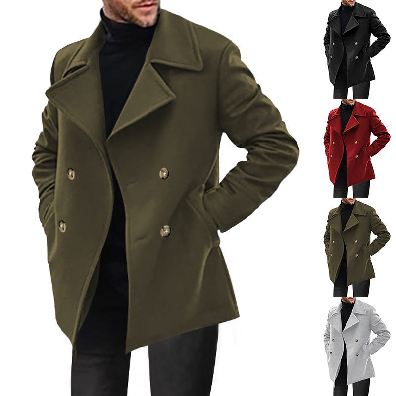 Herren Designer Wollmantel mit doppelter Knopfleiste