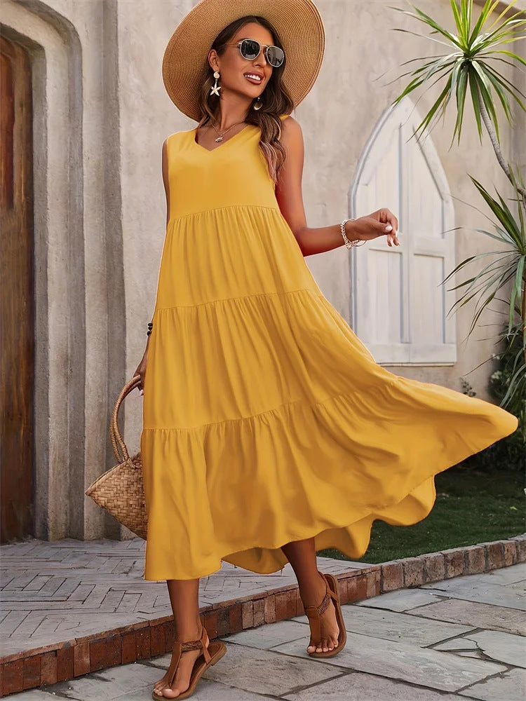 Damen Maxikleid mit lässigem Schnitt und Volantdetails