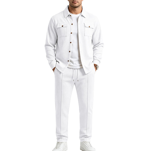 Herren Strukturiertes Strick-Set Overshirt mit Brusttaschen & Slim Jogginghose Shop Nory