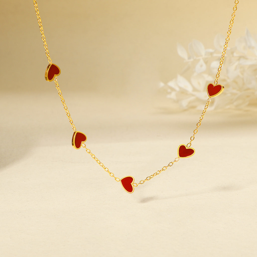 Damen Edelsteinkette mit herzförmigen Anhängern Shop Nory