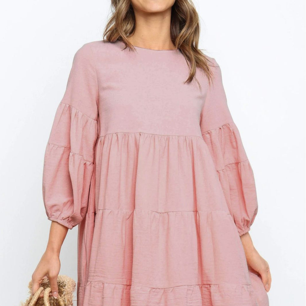 Damen romantisches Sommerkleid mit voluminösen Ärmeln und Rüschendetails
