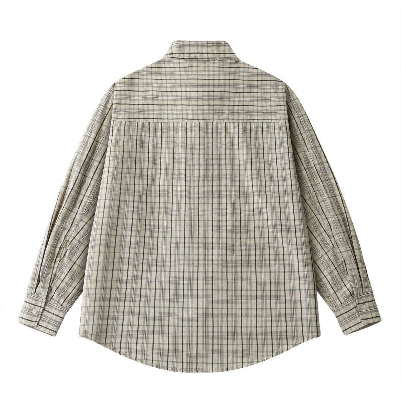 Unisex Lockeres Kastenförmiges Karo-Overshirt aus leichter Baumwollmischung mit Rückpasse und Kräusel-Detail Shop Nory
