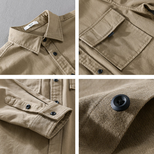 Herren Hemdjacke aus robustem Baumwolltwill mit zwei Brustklappen und Relaxed‑Fit Shop Nory