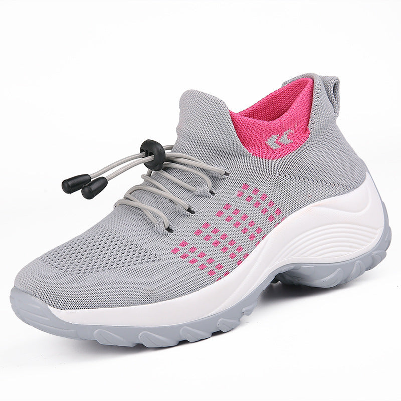 Damen gestrickte Slip-On Sneaker mit Schnellzugkordel, elastischem Schaft und stoßdämpfender Plateau-Sohle Shop Nory
