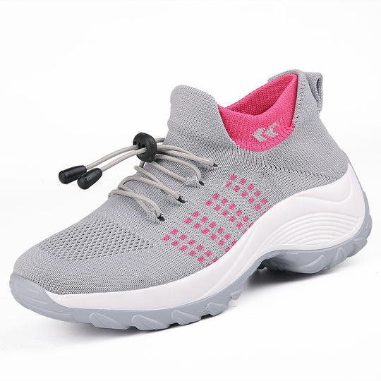 Damen gestrickte Slip-On Sneaker mit Schnellzugkordel, elastischem Schaft und stoßdämpfender Plateau-Sohle Shop Nory