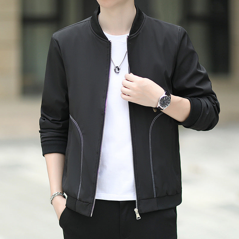 Herren leichter Nylon-Bomber mit minimalistischem Design und gerippten Bündchen Shop Nory