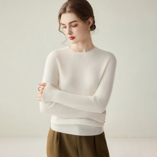 Damen Leichter Rundhalspullover aus Kaschmir‑Look mit extrafeinem Flor und geripptem Saum Shop Nory