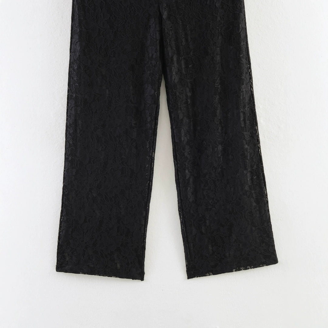 Damen Hochelastische Spitzenhose mit weitem Bein und hoher Taille Shop Nory