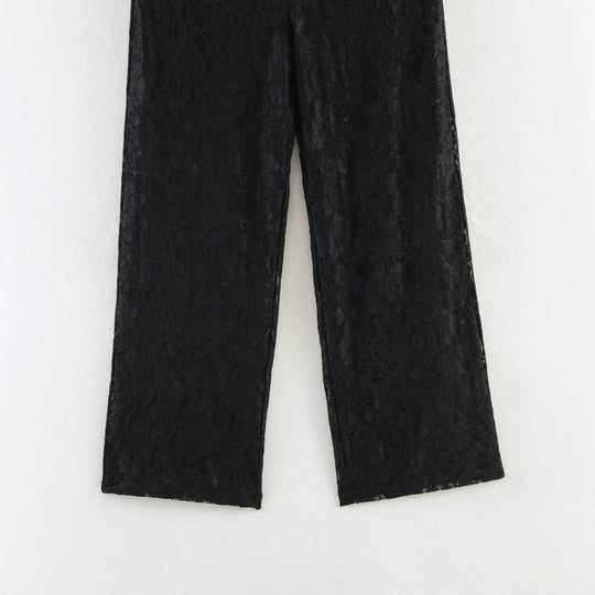 Damen Hochelastische Spitzenhose mit weitem Bein und hoher Taille Shop Nory