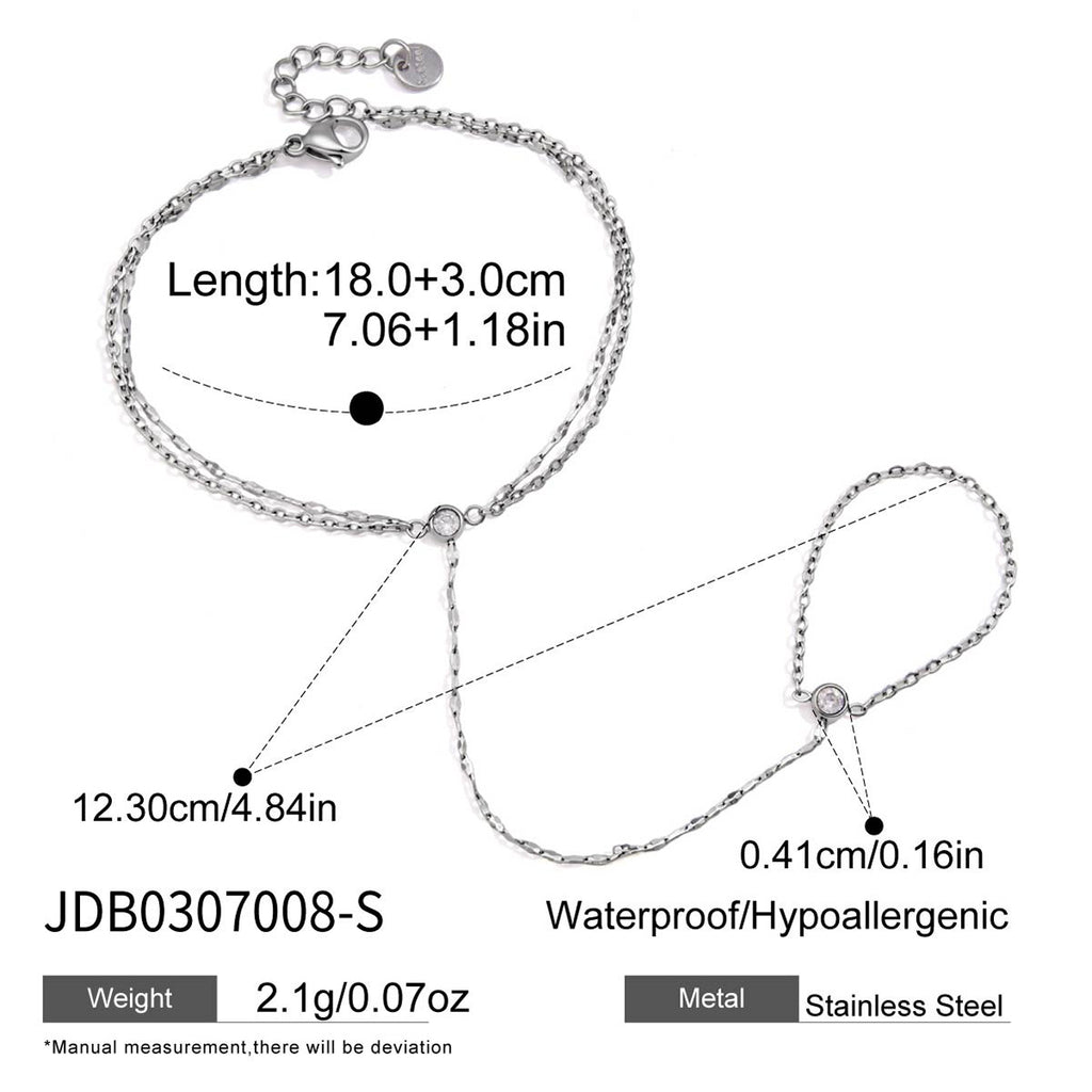 Damen Armband mit funkelndem Kristall und doppeltem Ketten-Design Shop Nory