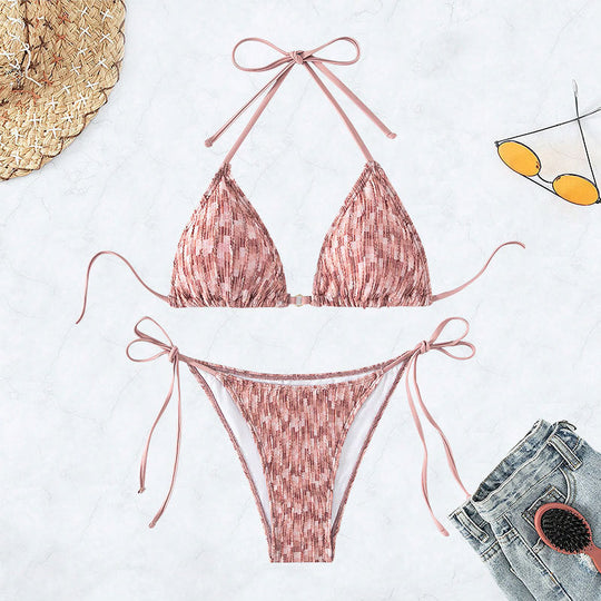 Damen Triangel-Bikini mit verspieltem Knotendesign Shopnory