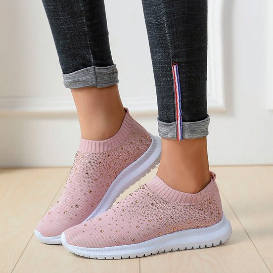 Damen Strick-Slipper-Sneaker mit Strassbesatz und flexibler Komfortsohle Shop Nory
