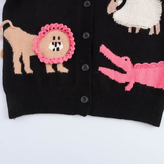 Damen Strickcardigan mit verspielten Tierintarsien und 3D‑Applikationen Shop Nory