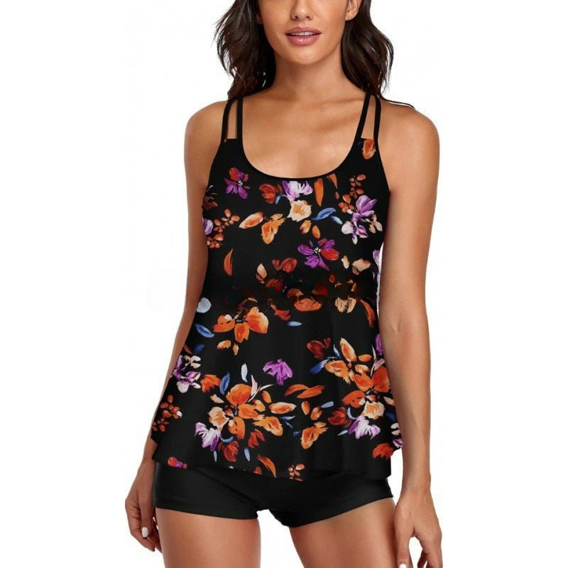Damen Sportliches Tankini-Set mit bequemem Shorts und verstellbaren Trägern Shopnory