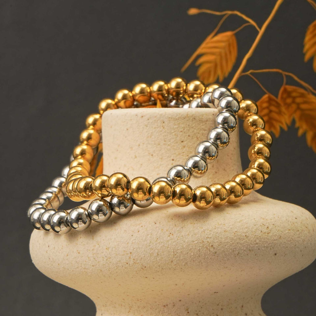 Damen elegantes goldenes Perlenarmband Set Shop Nory