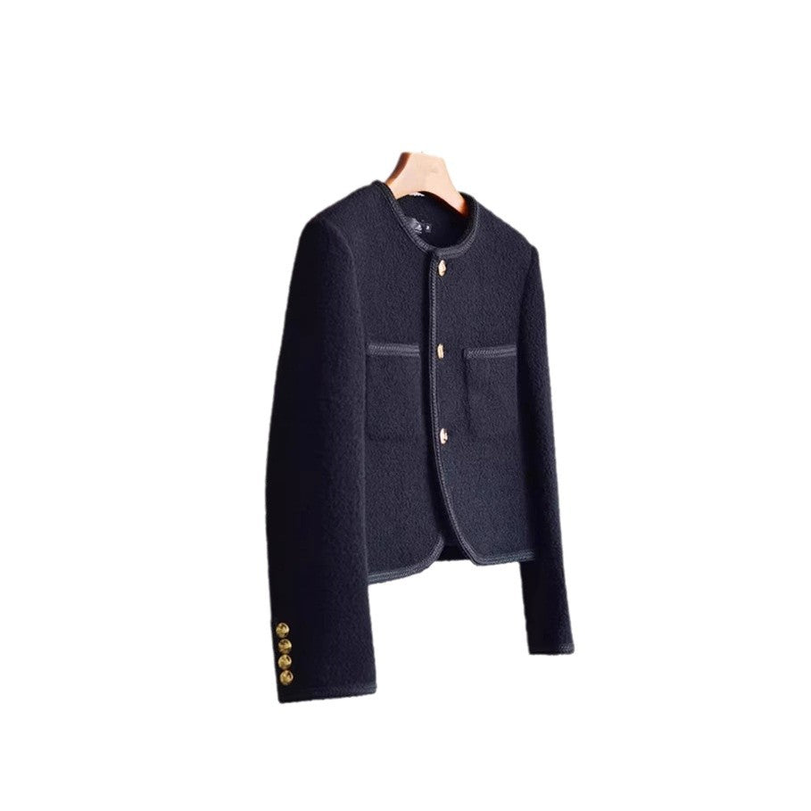 Damen Modische Boucléjacke mit goldenen Knöpfen Shop Nory