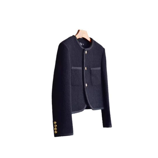 Damen Modische Boucléjacke mit goldenen Knöpfen Shop Nory