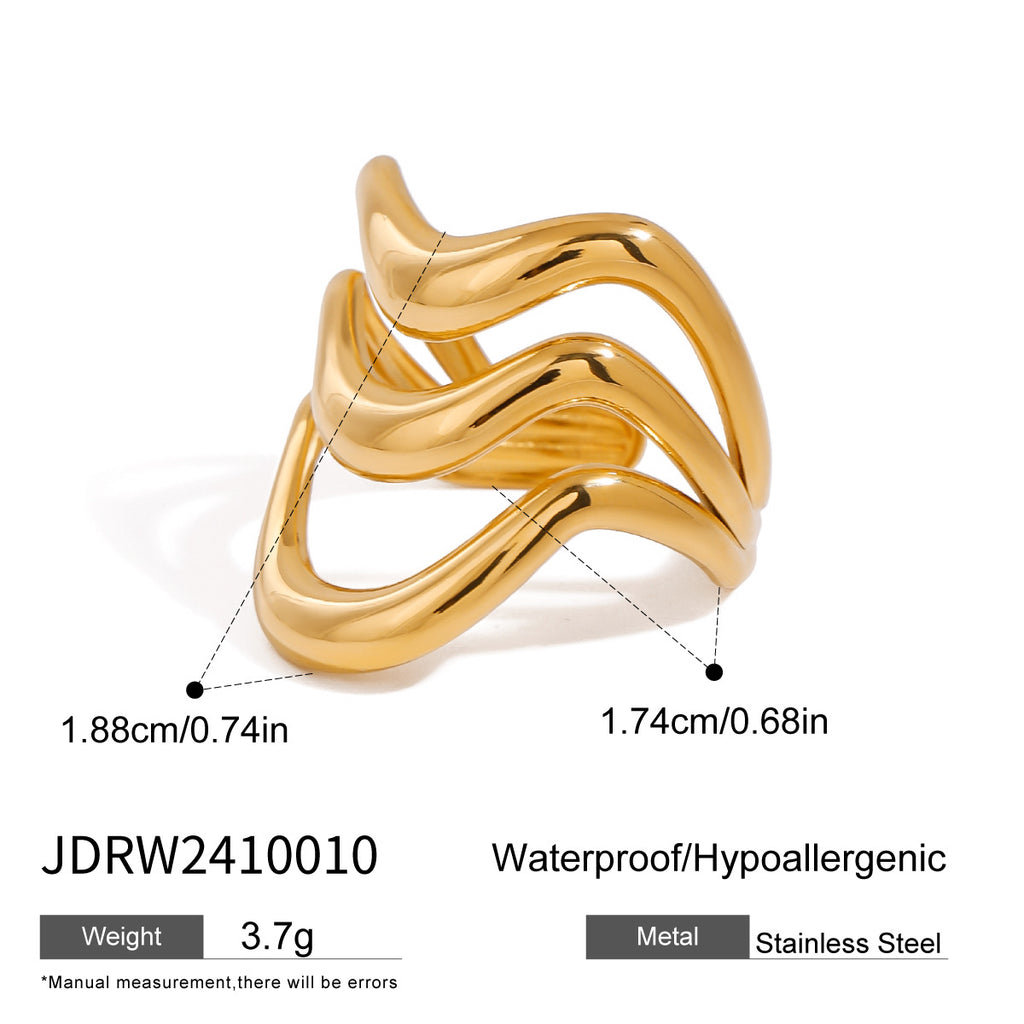 Damen Offenes Design-Armband mit elegantem Wellenmuster aus hypoallergenem Edelstahl Shop Nory
