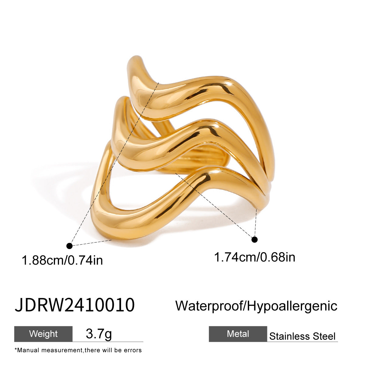 Damen Offenes Design-Armband mit elegantem Wellenmuster aus hypoallergenem Edelstahl Shop Nory